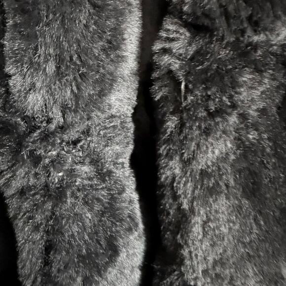 Rachel Zoe Faux Fur Hooded Vest Women's Large Black w/Hook & Eye Closure - Picture 5 of 8